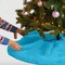 FabricLA Turquoise Faux Fur Tree Skirt Cut - 48-Inches with Rounded Edges (No Backing) for Christmas